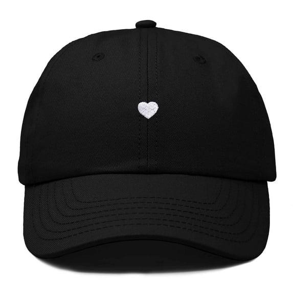 Dalix Heart Embroidered Cotton Summer Outdoor Baseball Cap Dad Hat Womens in Black