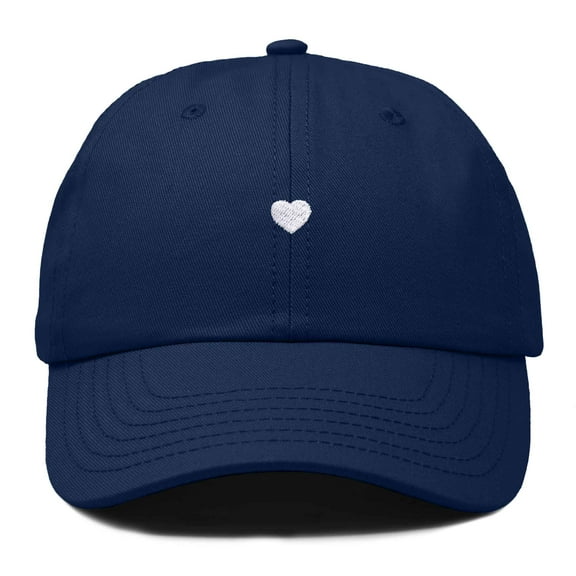 Dalix Heart Embroidered Cotton Summer Outdoor Baseball Cap Dad Hat Womens in Navy Blue