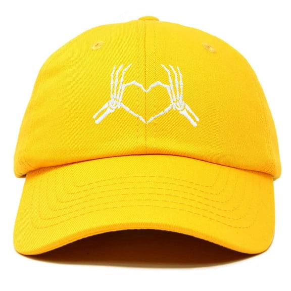 Dalix Heart of Bones Embroidered Cotton Dad Hat Adjustable Baseball Cap Womens in Gold