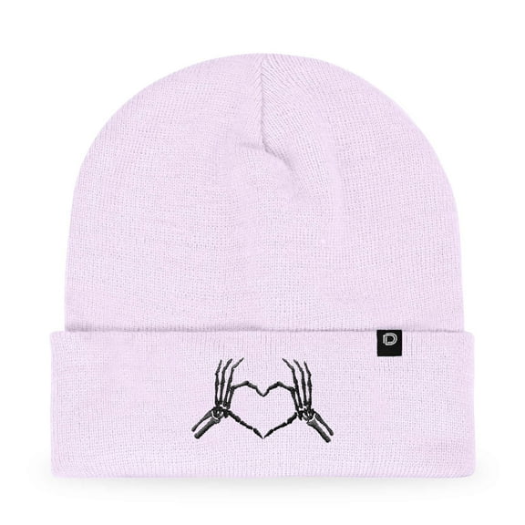 Dalix Heart of Bones Embroidered Beanie Hat Knit Cap Cold Weather Womens in Lavender