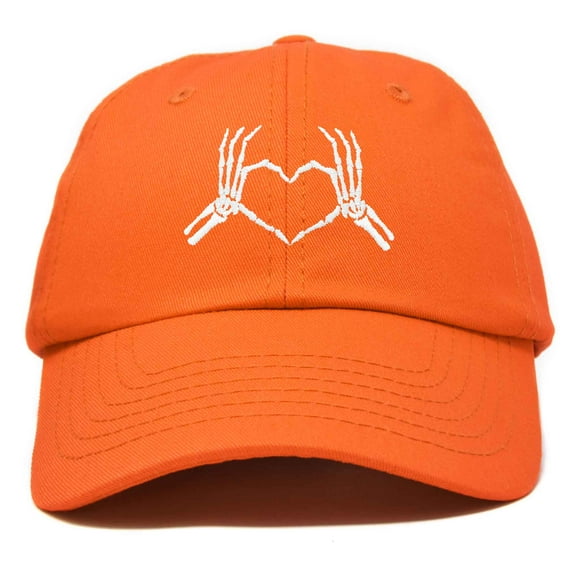 Dalix Heart of Bones Embroidered Cotton Dad Hat Adjustable Baseball Cap Womens in Orange