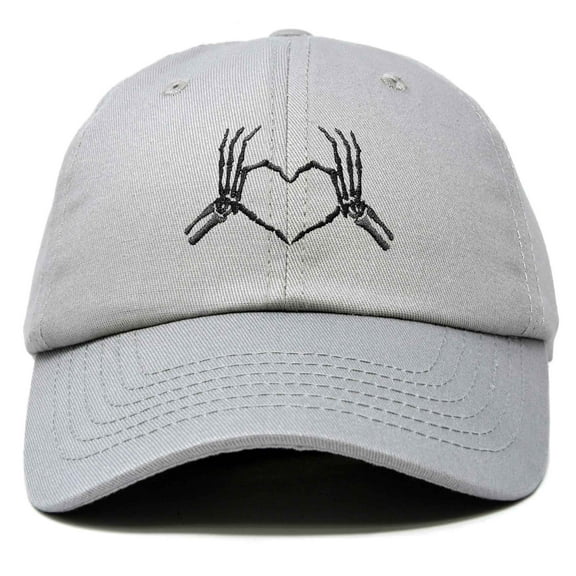 Dalix Heart of Bones Embroidered Cotton Dad Hat Adjustable Baseball Cap Womens in Gray
