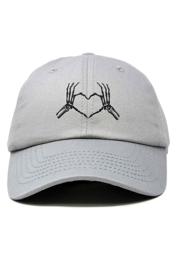 Heart of Bones Embroidered Cotton Dad Hat Adjustable Baseball Cap Womens in Gray