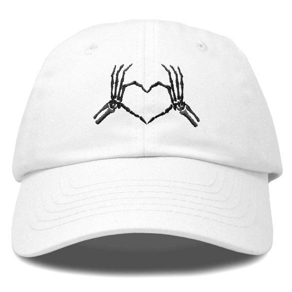 Dalix Heart of Bones Embroidered Cotton Dad Hat Adjustable Baseball Cap Womens in White