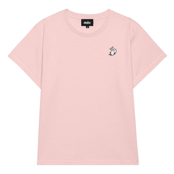 Dalix Heartly Ghost Cropped Tee Lightweight High Waisted Short Sleeve Summer Shirt Womens in Rose S Small