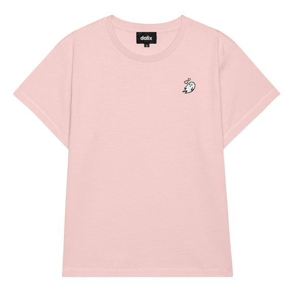 Dalix Heartly Ghost Cropped Tee Lightweight High Waisted Short Sleeve Summer Shirt Womens in Rose XL X-Large