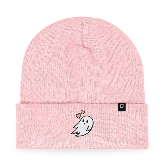 Dalix Heartly Ghost Embroidered Beanie Hat Knit Cap Cold Weather Womens in Pink