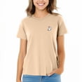 thumbnail image 1 of Dalix Heartly Ghost Embroidered Cotton Relaxed Fit Short Sleeve Crewneck Tee Shirt Women in Sand S Small, 1 of 5