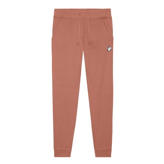 Dalix Heartly Ghost Embroidered Jogger Pant Soft Fleece Relaxed Fit Lounge Womens in Dusty Rose S Small