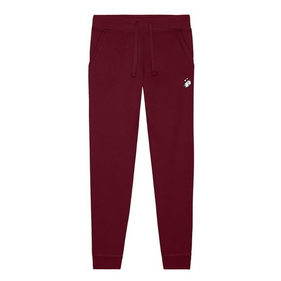 Dalix Heartly Ghost Embroidered Jogger Pant Soft Fleece Relaxed Fit Lounge Womens in Maroon S Small