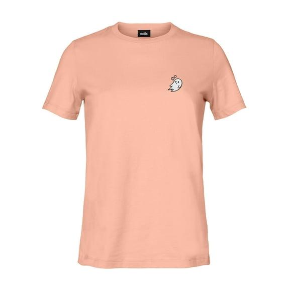 Dalix Heartly Ghost Embroidered Soft Cotton Short Sleeve T Shirt Womens in Terracotta 2XL XX-Large