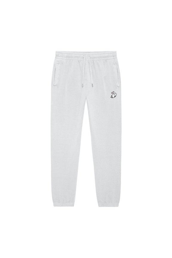 Heartly Ghost Embroidery Heavy Weight Fleece Sweatpants Soft Lounge Pant Drawstring Waistband Pockets Womens in Lunar Gray M Medium