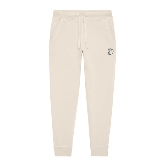 Dalix Heartly Ghost Embroidery Jogger Midweight Fleece Sweatpants Soft Lounge Pant Drawstring Waistband Pockets Womens in Sandshell XS X-Small