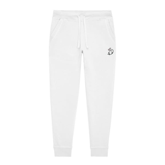 Dalix Heartly Ghost Embroidery Jogger Midweight Fleece Sweatpants Soft Lounge Pant Drawstring Waistband Pockets Womens in White XS X-Small
