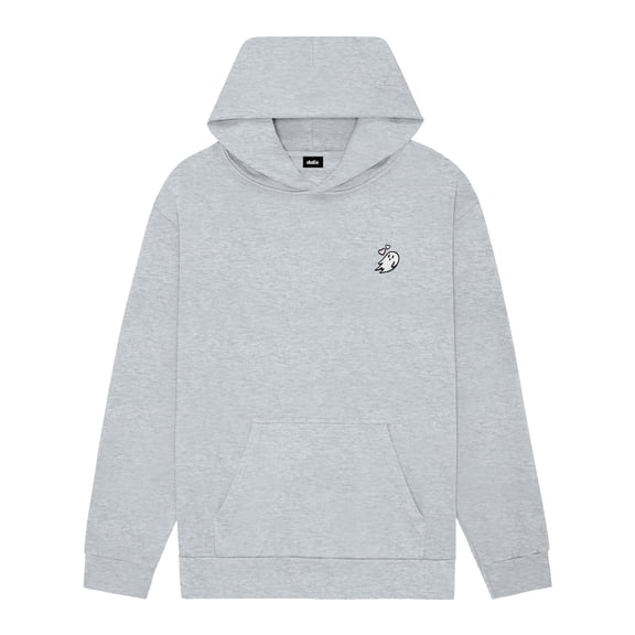 Dalix Heartly Ghost Embroidery Relaxed Hoodie Soft Fleece Sweatshirt Fit Lounge Womens in Heather Gray XL X-Large