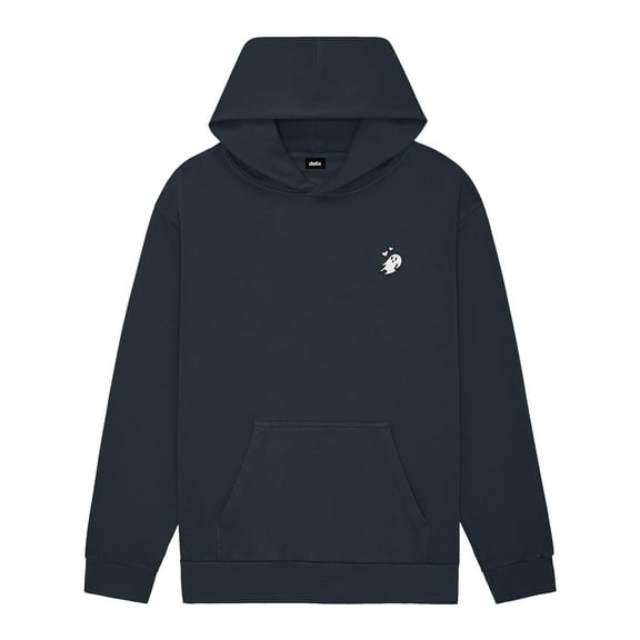 Dalix Heartly Ghost Embroidery Relaxed Hoodie Soft Fleece Sweatshirt Fit Lounge Womens in Navy Blue XL X-Large