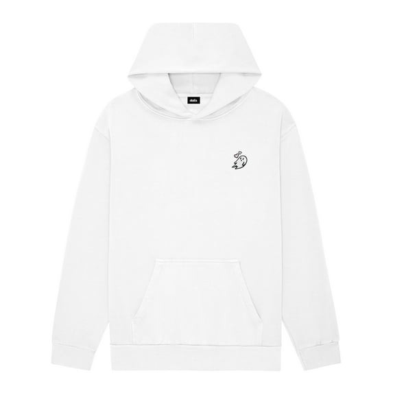 Dalix Heartly Ghost Embroidery Relaxed Hoodie Soft Fleece Sweatshirt Fit Lounge Womens in White XL X-Large