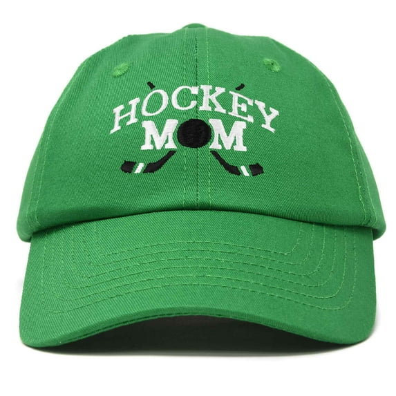 Dalix Hockey Mom Embroidered Womens Cotton Dad Hat Baseball Cap Adjustable in Kelly Green