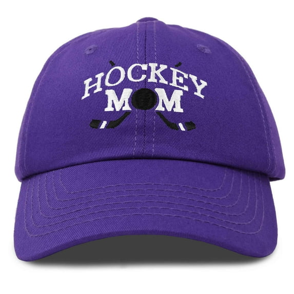 Dalix Hockey Mom Embroidered Womens Cotton Dad Hat Baseball Cap Adjustable in Purple