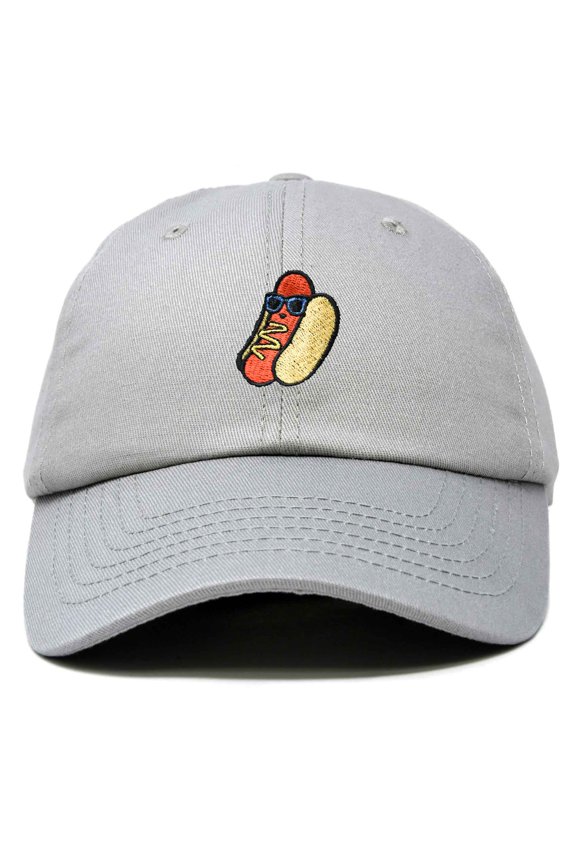 Hot Dog Embroidered Cap Cotton Baseball Summer Cool Dad Hat Mens in Gray
