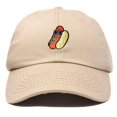 thumbnail image 1 of Dalix Hot Dog Embroidered Cap Cotton Baseball Summer Cool Dad Hat Mens in Khaki, 1 of 5