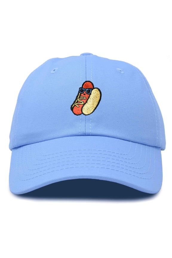 Hot Dog Embroidered Cap Cotton Baseball Summer Cool Dad Hat Mens in Light Blue
