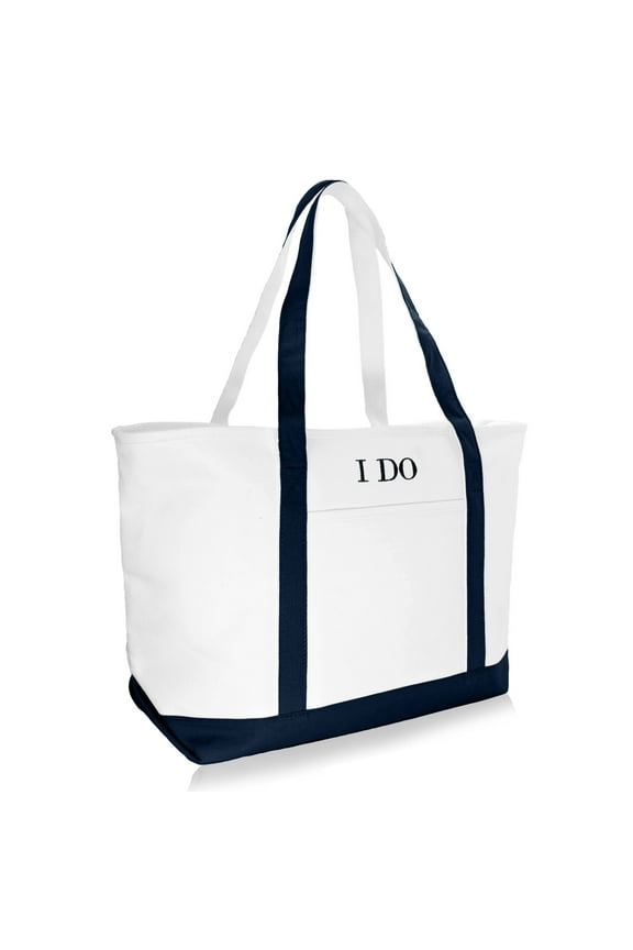 I Do Adult Cotton Canvas Tote Bags, Navy Blue