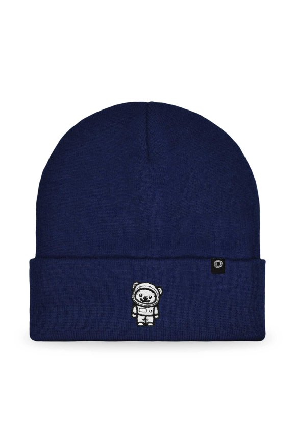 Ice Bear Embroidered Beanie Hat Polar Bear Cozy Knit Cap Cold Weather Mens in Navy Blue
