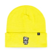 Dalix Ice Bear Embroidered Beanie Hat Polar Bear Cozy Knit Cap Cold Weather Mens in Neon Yellow