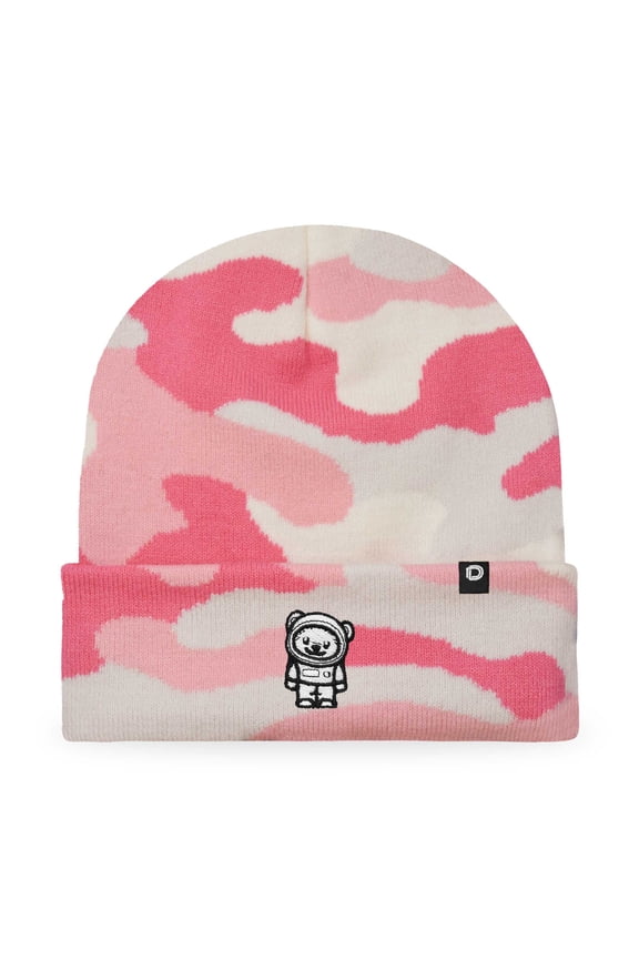 Ice Bear Embroidered Beanie Hat Polar Bear Cozy Knit Cap Cold Weather Mens in Pink Camo