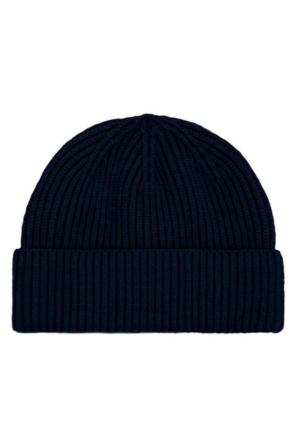 Knit Watch Cap Beanie Men Women Winter Cuffed Fisherman Hat Cold Weather Stretch Fit Soft Acrylic in Navy Blue
