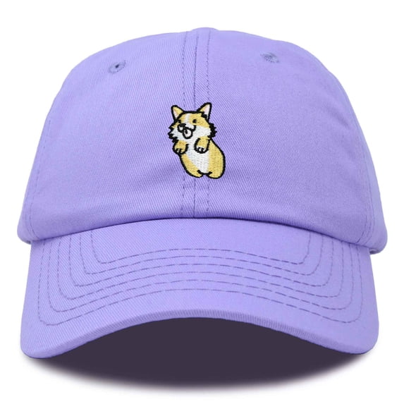 Dalix Leaping Corgi Embroidered Cap Cotton Baseball Hat Nautical Womens in Lavender