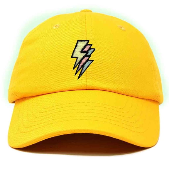 Dalix Lightning Embroidered Bolt Dad Hat Cotton Baseball Cap Adjustable Mens in Gold