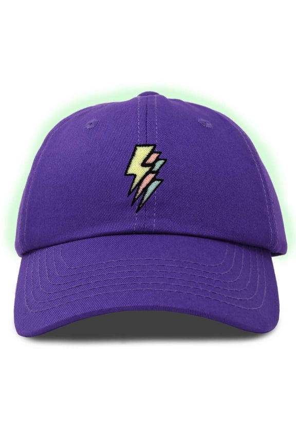 Lightning Embroidered Bolt Dad Hat Cotton Baseball Cap Adjustable Mens in Purple