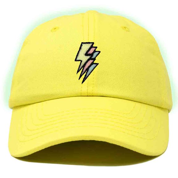 Dalix Lightning Embroidered Bolt Dad Hat Cotton Baseball Cap Adjustable Mens in Yellow
