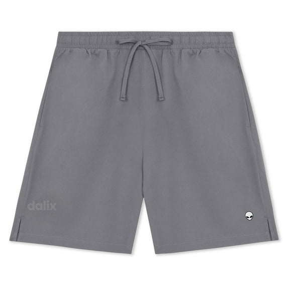 Dalix Lil Alien Active Short Gym Workout Embroidered Casual Zip Pocket Mesh Drawcord Waist Mens in Shadow XL X-Large