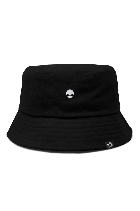 Lil Alien Embroidered Cotton Bucket Hat Cap Outdoor Space Summer Mens in Black XL X-Large