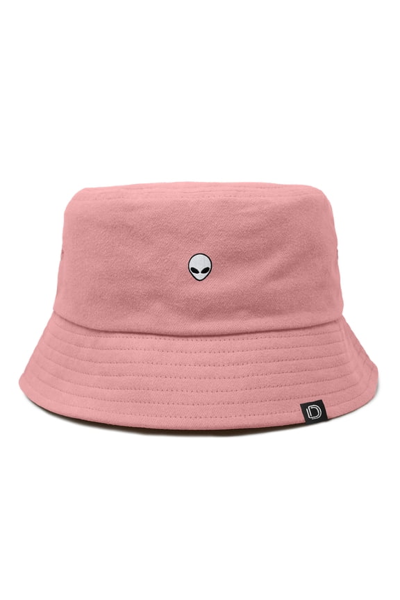 Lil Alien Embroidered Cotton Bucket Hat Cap Outdoor Space Summer Mens in Peach Melba XL X-Large