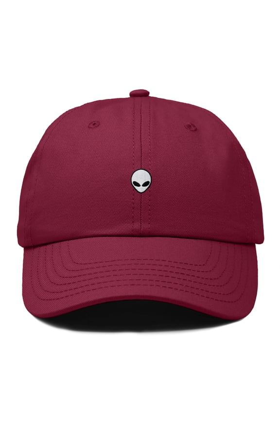Lil Alien Embroidered Cotton Cap Outdoor Space Nature Dad Hat Mens in Maroon