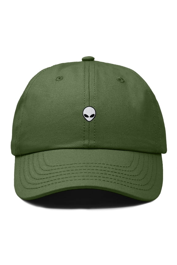 Lil Alien Embroidered Cotton Cap Outdoor Space Nature Dad Hat Mens in Olive