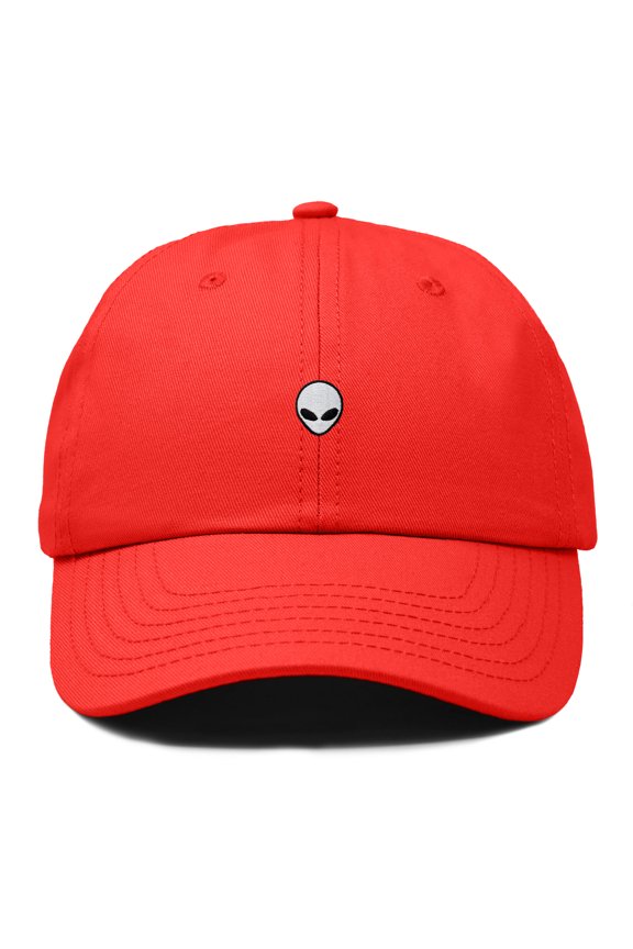 Lil Alien Embroidered Cotton Cap Outdoor Space Nature Dad Hat Mens in Red