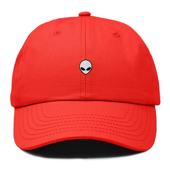 Dalix Lil Alien Embroidered Cotton Cap Outdoor Space Nature Dad Hat Mens in Red