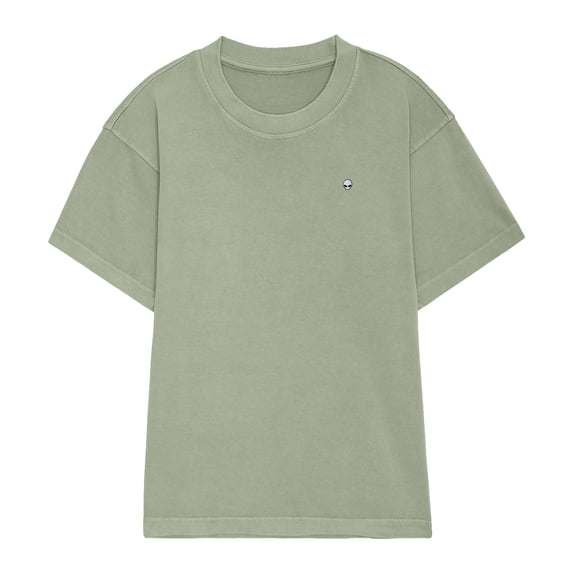 Dalix Lil Alien Heavyweight Pigment Dye Tee Short Sleeve Cotton Shirt Mens in Oil Green 2XL XX-Large