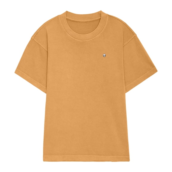 Dalix Lil Alien Heavyweight Pigment Dye Tee Short Sleeve Cotton Shirt Mens in Peanut XS X-Small