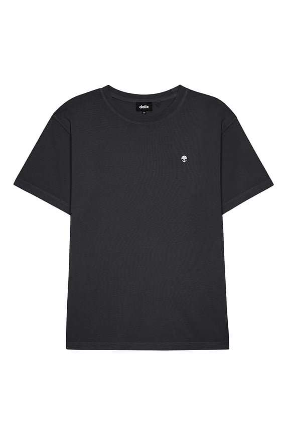 Lil Alien Midweight Garment Dye Soft Tee Short Sleeve Cotton Shirt Mens in Black XS X-Small