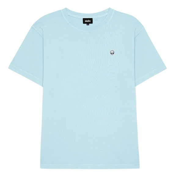 Dalix Lil Alien Midweight Garment Dye Soft Tee Short Sleeve Cotton Shirt Mens in Sky Blue M Medium