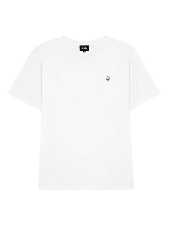 Lil Alien Midweight Garment Dye Soft Tee Short Sleeve Cotton Shirt Mens in White 2XL XX-Large