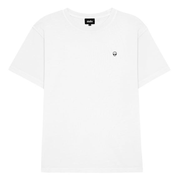 Dalix Lil Alien Midweight Garment Dye Soft Tee Short Sleeve Cotton Shirt Mens in White M Medium