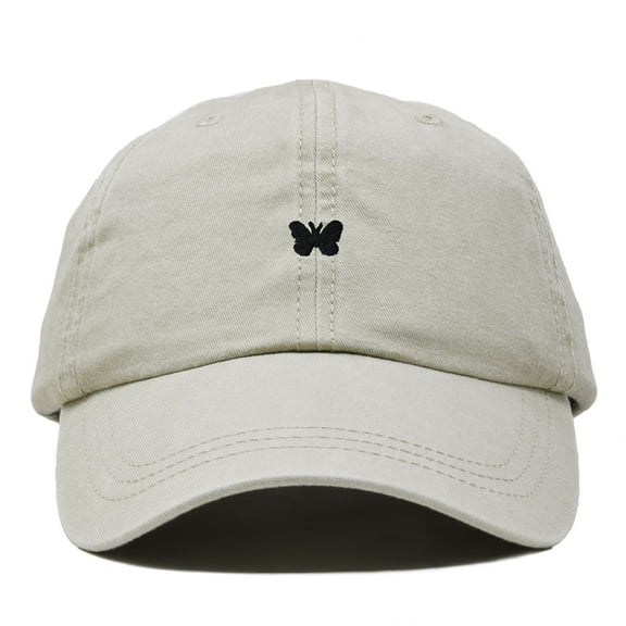 Dalix Lil Butterfly Embroidered Cotton Cap Outdoor Dad Hat Womens in Washed Stone White