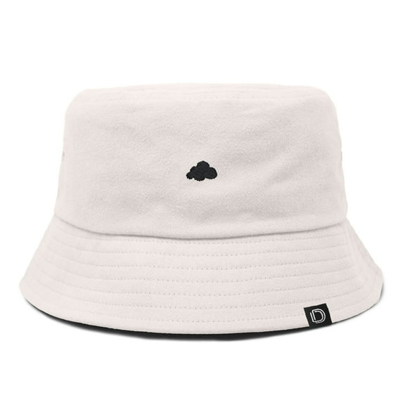 Dalix Lil Cloud Embroidered Cotton Cap Outdoor Bucket Hat Womens in Parchment White XL X-Large